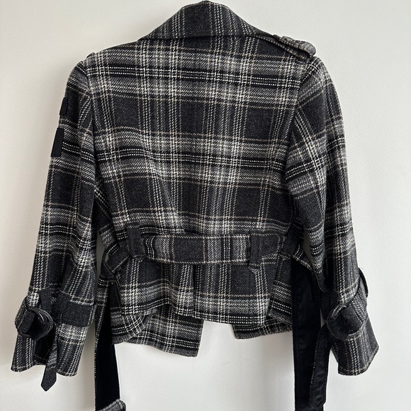 Juicy Couture Vintage Y2K Black Grey Tweed Crop Pea Jacket | Size 2 - Picture 7 of 10